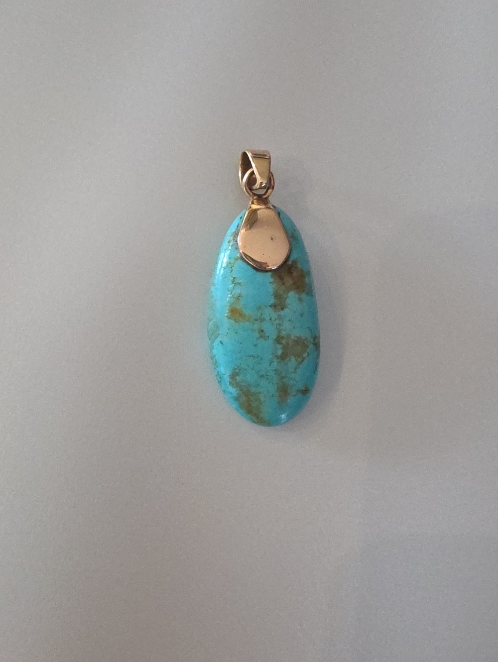Shakti Turquoise Stone Teardrop Pendant in Blue with Gold Bail
